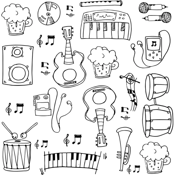 Doodle de música tema mano dibujar — Archivo Imágenes Vectoriales