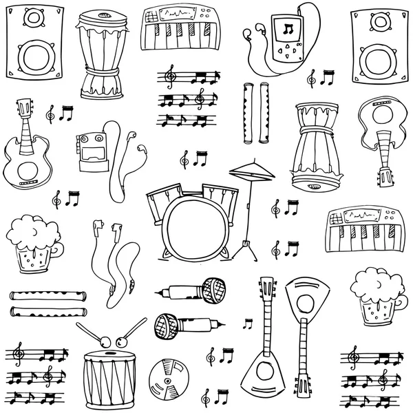 Doodle dari stok tema musik elemen - Stok Vektor