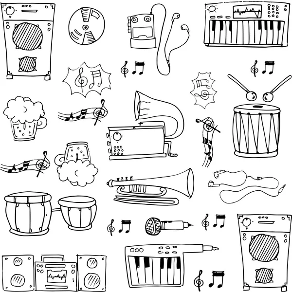 Mão desenhar doodles estoque de música — Vetor de Stock