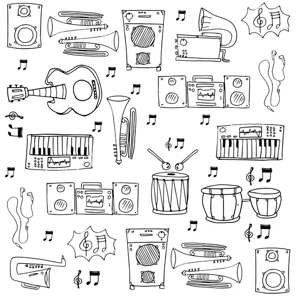 Doodle di tema di musica oggetto — Vettoriale Stock