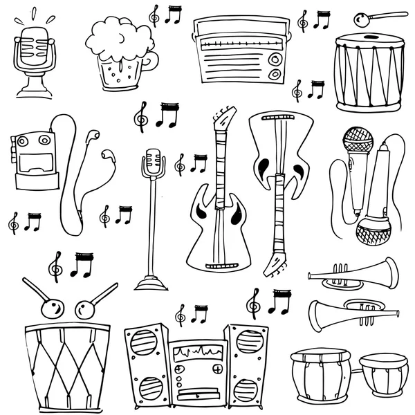 Doodle de elemento conjunto de música — Vetor de Stock