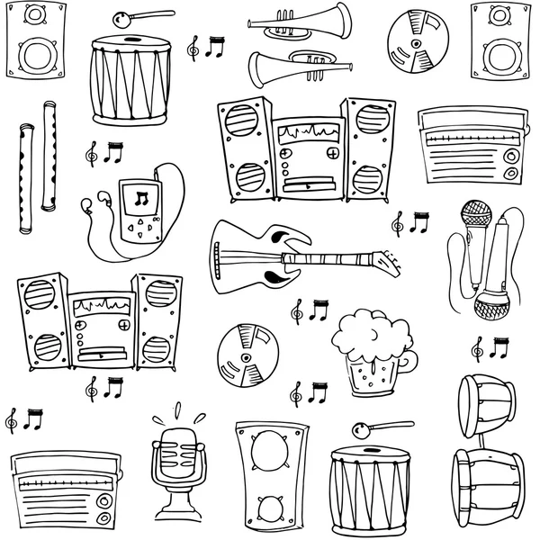 Doodle of music set hand draw — Stockvektor
