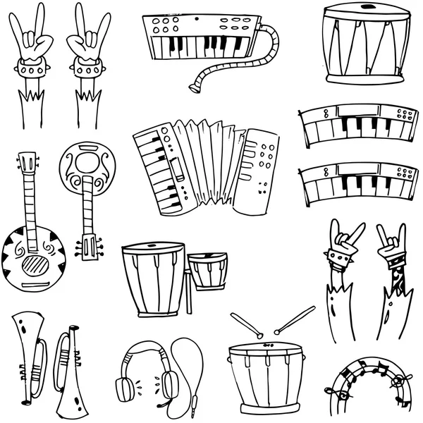 Doodle di strumento musicale pack — Vettoriale Stock