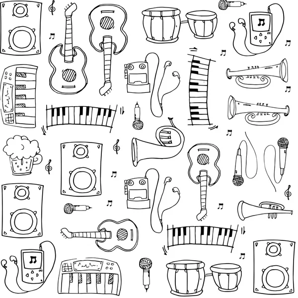 Doodle obiektu pakiet muzyki — Wektor stockowy