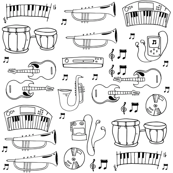 Pakiet muzyki element doodles — Wektor stockowy