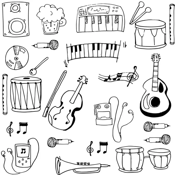 Objeto paquete de música doodles vector — Archivo Imágenes Vectoriales