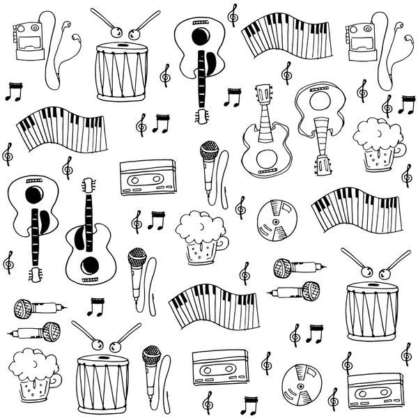 Lapos zene kézi felhívni doodles — Stock Vector