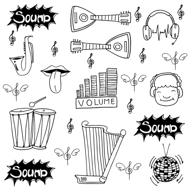 Doodle instellen voorraad muziekcollectie — Stockvector