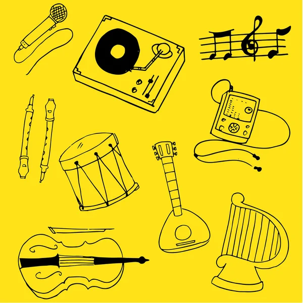 Doodle della collezione di musica a tema stock — Vettoriale Stock