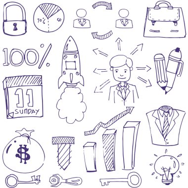 İş Tema vektör Doodle