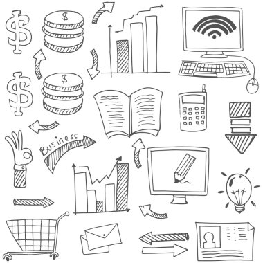 İş hisse senedi düz vektör Doodle