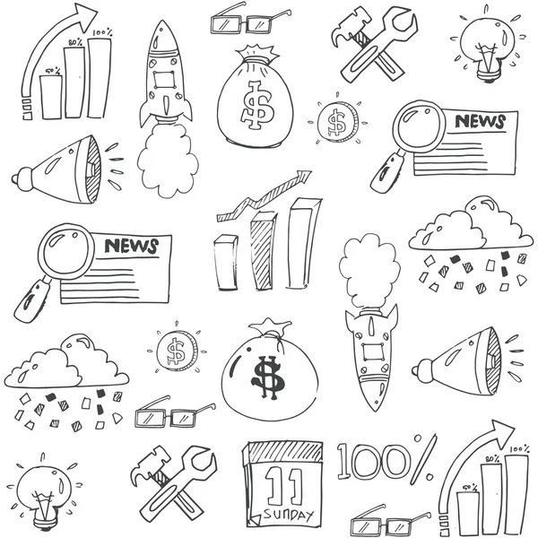 Conjunto de iconos de negocio de Doodle of design — Vector de stock