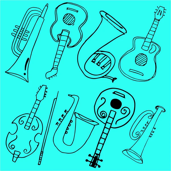 Tool music in doodles vector art — Stock Vector