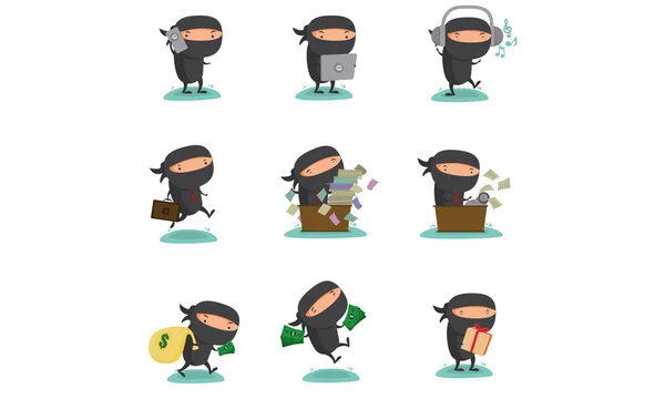 Conjunto de mascotas Ninja 3 — Vector de stock
