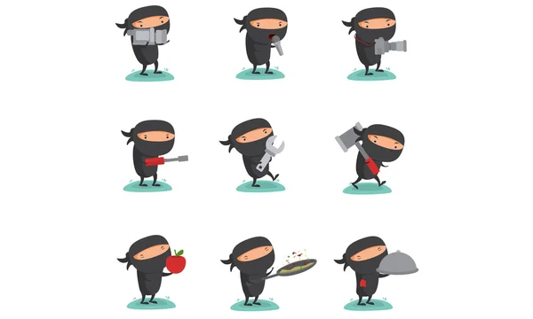 Conjunto de mascotas Ninja 7 — Vector de stock
