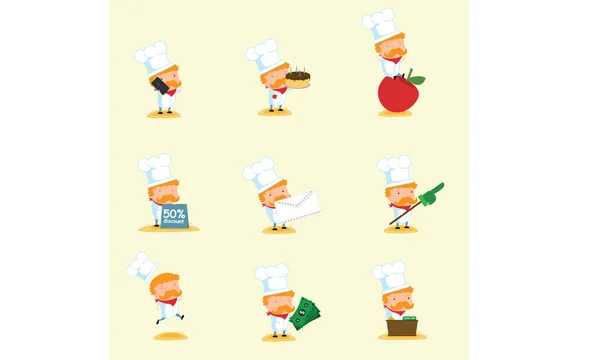 Mascotte de Chef Set 3 — Image vectorielle