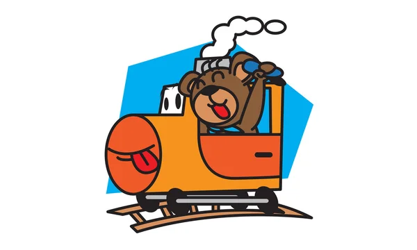 熊和火车 — 图库矢量图片