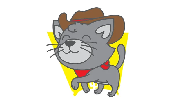 Cowboy gatto grigio — Vettoriale Stock