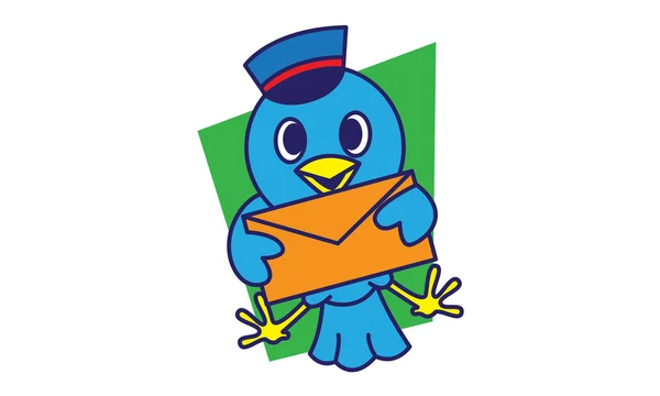 Blauwe vogel postbode — Stockvector