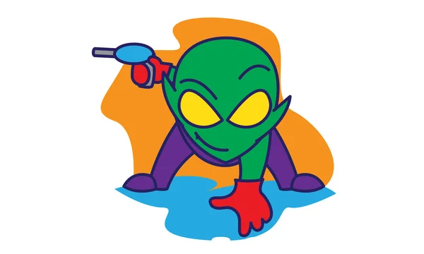 Alien bring a gun — Stock Vector