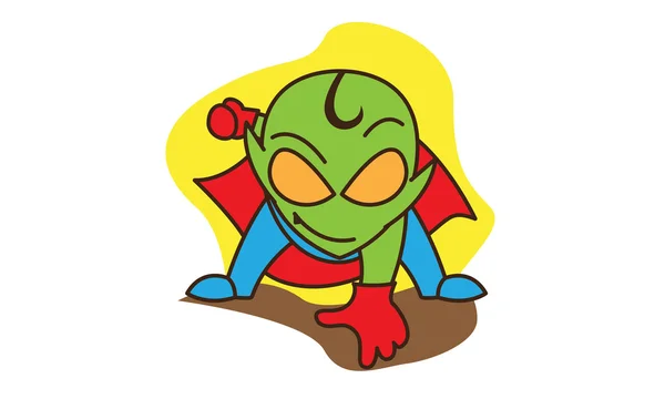 Green alien super hero — Stock Vector