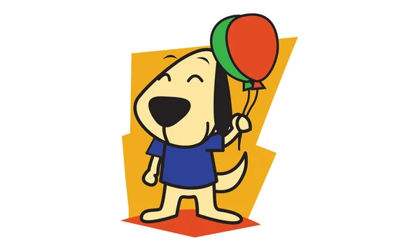 Perro y globo — Vector de stock