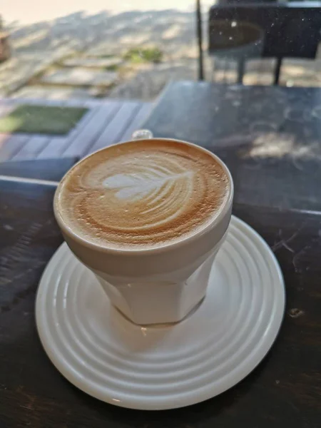 Vue Dessus Café Dans Une Tasse Céramique — Photo