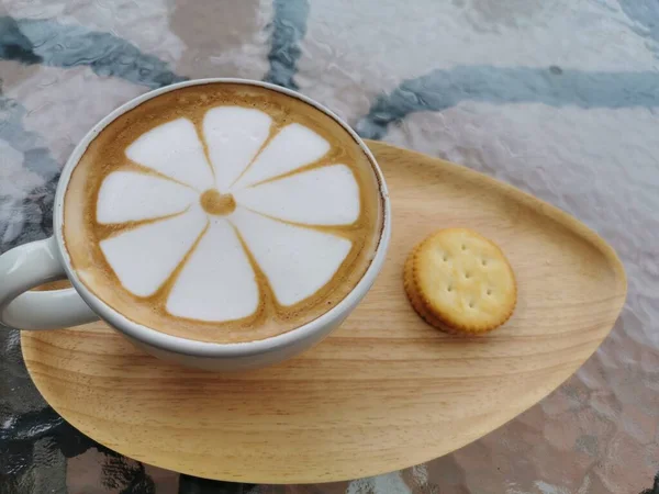 Vue Dessus Café Dans Une Tasse Céramique — Photo