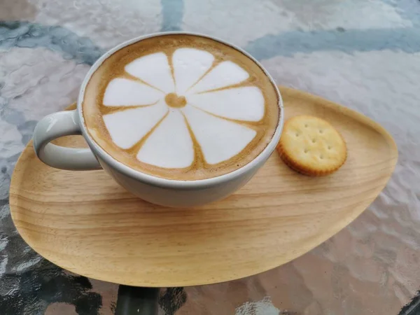Vue Dessus Café Dans Une Tasse Céramique — Photo
