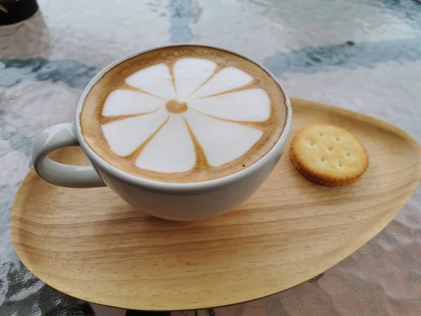 Vista Superior Del Café Una Taza Cerámica —  Fotos de Stock