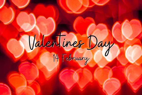 틴스의 Valentines Day Red Heart Bokeh 은검은 배경을 가지고 발렌타인 — 스톡 사진