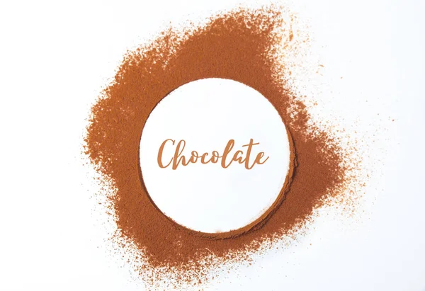Cirkel Gjord Med Pulverchoklad Med Ordet Skrivet Mitten Internationella Chokladdagen — Stockfoto