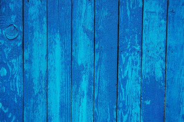 Ahşap çit arka plan, mavi boya