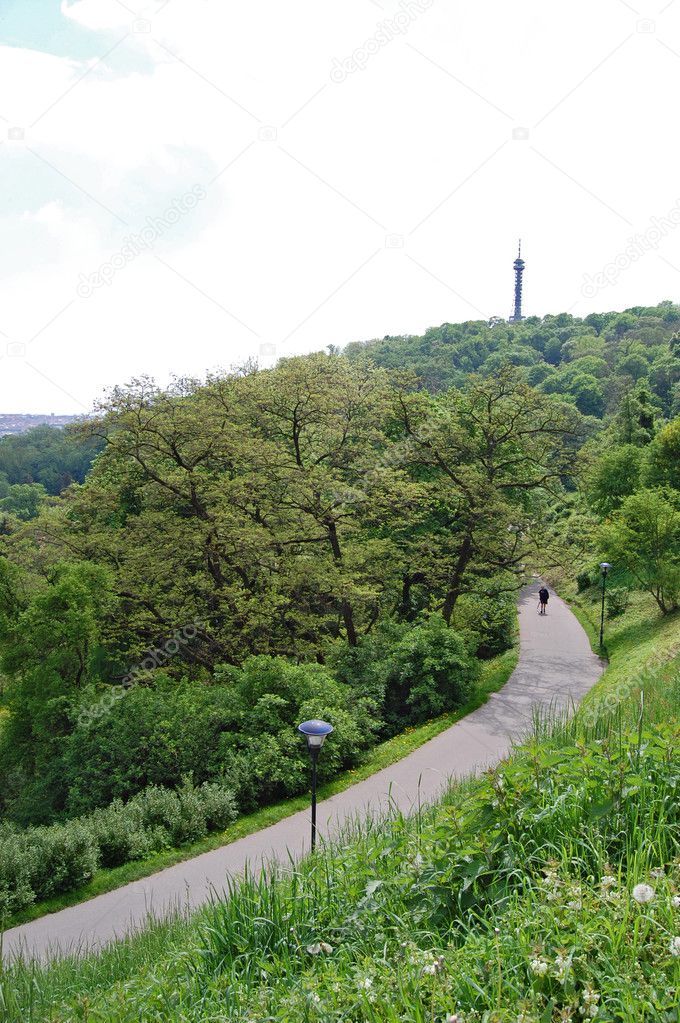 Petrin hill. Green park. Petrin tower