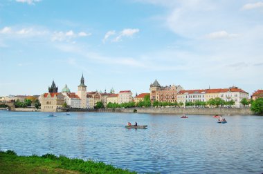 Charles Köprüsü ve kule. Prag. Çek Cumhuriyeti. Eski şehir, cityscape