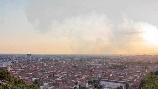 Zeitraffer Des Rundblicks Von Der Burg Auf Brescia Bei Sonnenuntergang — Stockvideo