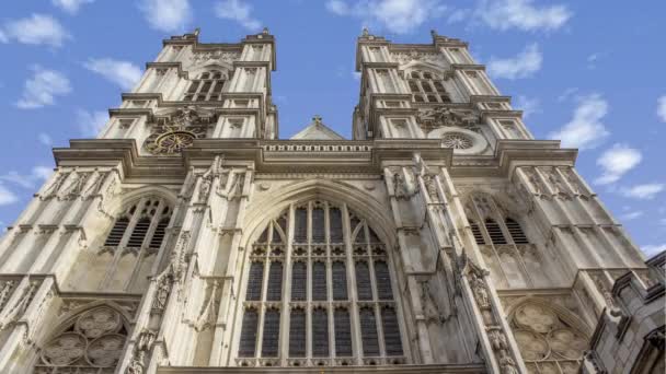 Time Lapse Westminster Abbey London Reino Unido Sunny Cloudy Day — Vídeo de Stock