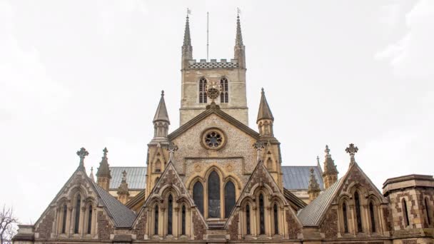 Time Lapse Southwark Cathedral London United Kingdom Sunny Cloudy Day — ストック動画