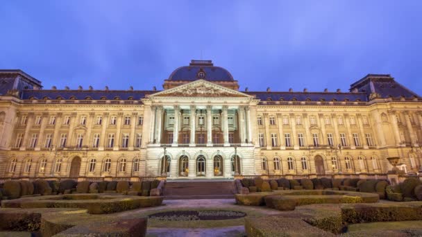 Time Lapse Night View Pałac Królewski Brukseli Pałac Królewski Brukseli — Wideo stockowe