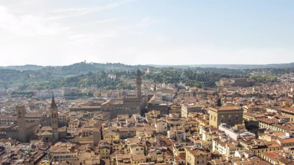 Time Lapse Signoria Palace Palazzo Vecchio Aereal View Sunny Cloudy — Stock Video