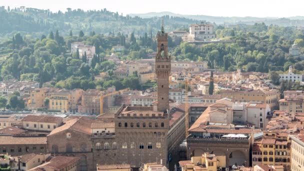 Caducidad Tiempo Del Palacio Signoria Palazzo Vecchio Desde Vista Aérea — Vídeo de stock