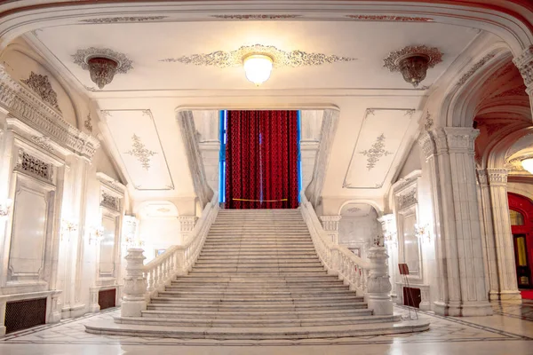 Бухарест Румыния Роскошный Старинный Дворец Парламента Камином Аристократическом Стиле Большое — стоковое фото