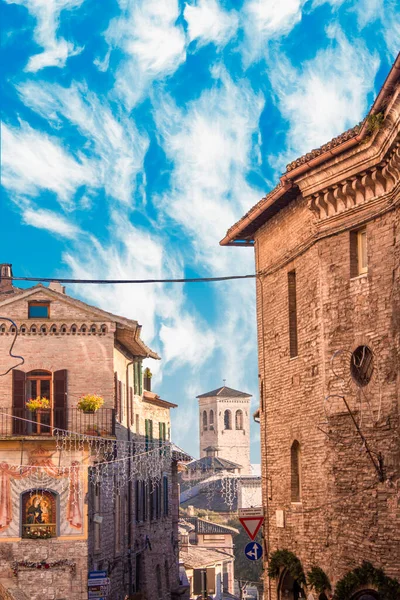 Veduta Urbana Del Centro Storico Medievale Pietra Assisi Provincia Umbria — Foto Stock