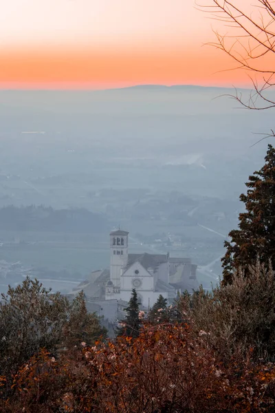 Panoramautsikt Över Basilikan Francis Assisi Från Kullar Basilica Papale San — Stockfoto