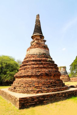 UNESCO 'nun dünya mirası. Ayutthaya Tarih Parkı 'ndaki antik arkeolojik alan, Ayutthaya' daki arkeolojik alanlar, antik ve güzel. Ayutthaya Eyaleti, Tayland.