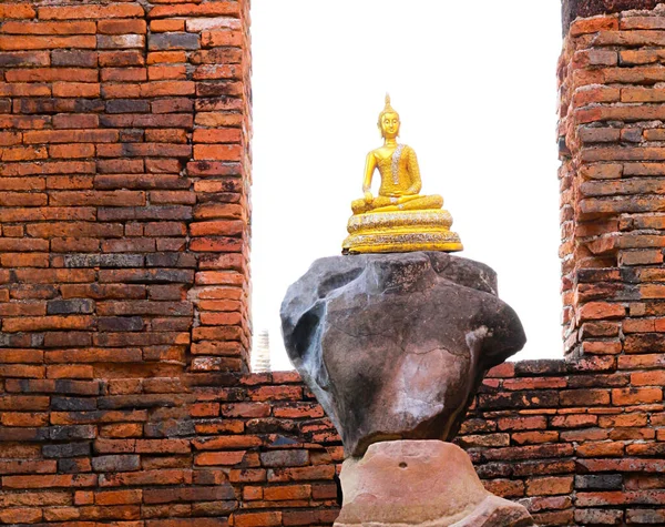 Arany Buddha Szobor Ayutthaya Történelmi Park Thaiföld Unesco Világörökség — Stock Fotó