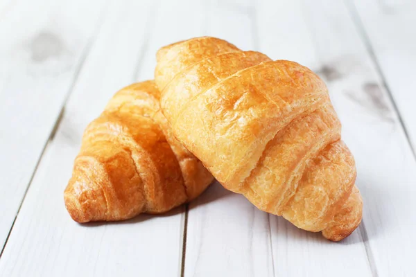 Fresh Croissants White Background Food Breakfast Concept Puff Pastry Biscuits — Stock Photo, Image