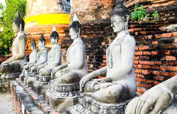 Buddhova Socha Archeologické Naleziště Ruiny Ayutthaya Světové Dědictví Unesco Starověké — Stock fotografie