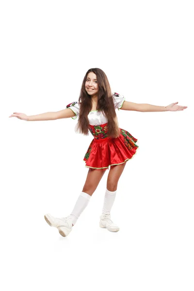 Female dancer in traditional Russian folk costume — Stock Photo, Image