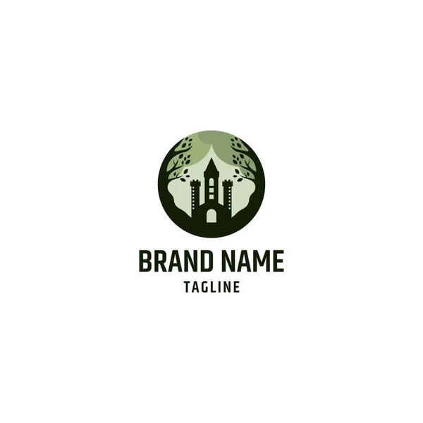 Kale Yaprak Logo Kombinasyonu Doğa Kalesi Logosu Konsept Vektörü Tasarladı — Stok Vektör